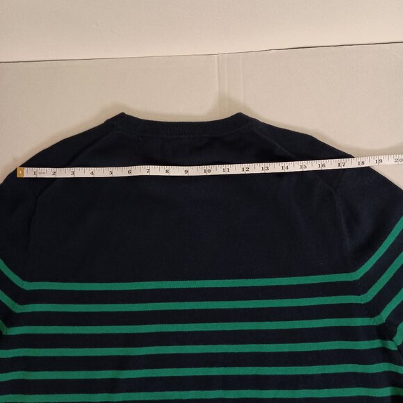 Brooks Brothers Men’s 100% Cotton Green Blue Stripe Sweater Size L EUC - Picture 9 of 15